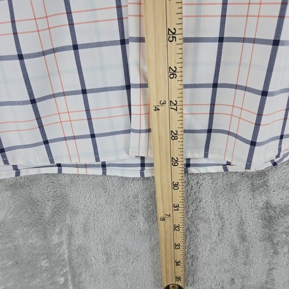 Mizzen + Main Men's No Tuck Dress Shirt Large Classic Plaid Red White Blue - Picture 3 of 7